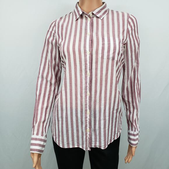J. Crew Shirt Top Button Front Lydia Stripe Long Sleeves Cotton XS - Picture 2 of 11